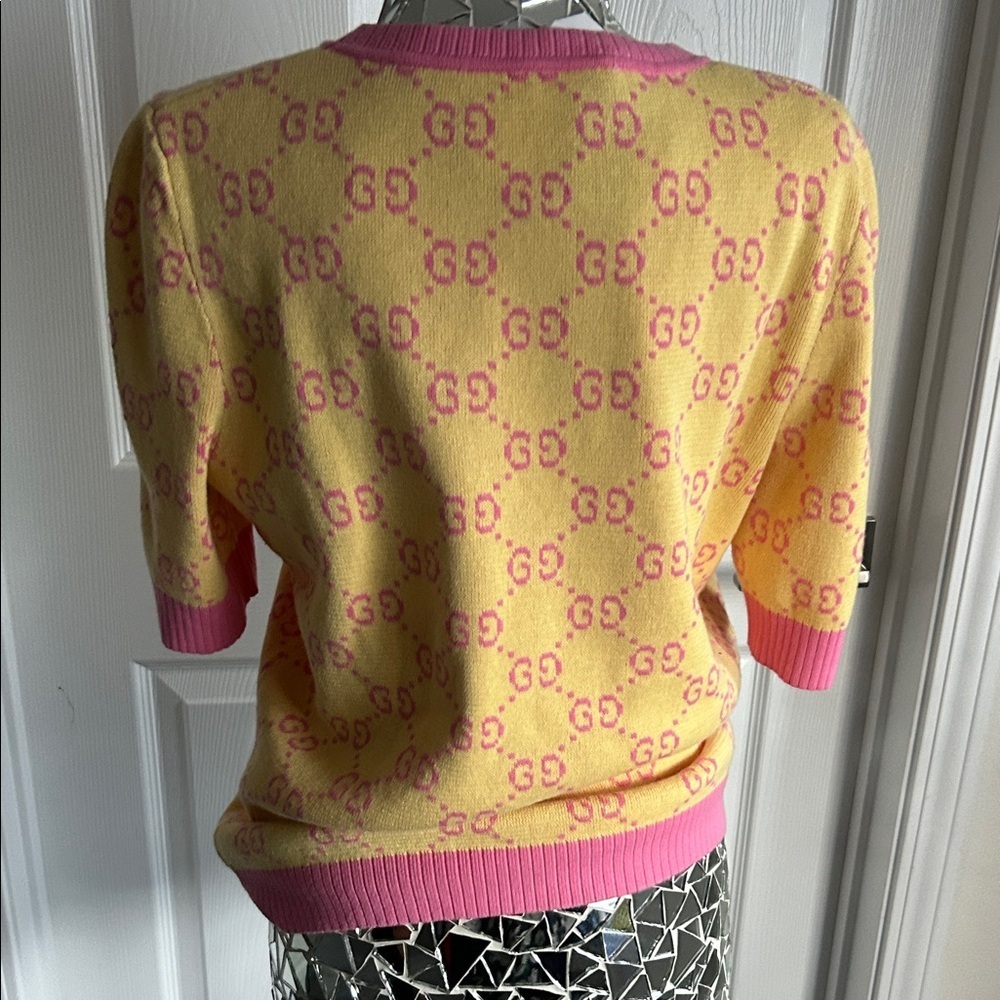 Gucci Women's Short Sleeve Sweater in Yellow and Pink L - Picture 8 of 13